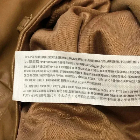 Abercrombie & Fitch Tan Faux Vegan Leather The Skinny Ultra High Rise Split 32 - Picture 7 of 10